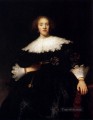 Retrato de una mujer joven con un abanico Rembrandt